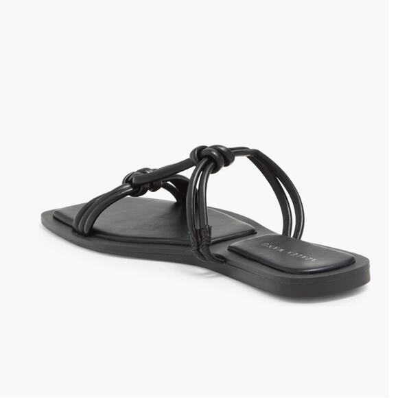 Azalea Wang Stetson Women Flat Sandal Sz 11 Black Minimalist Strapped Padded New - Picture 2 of 7